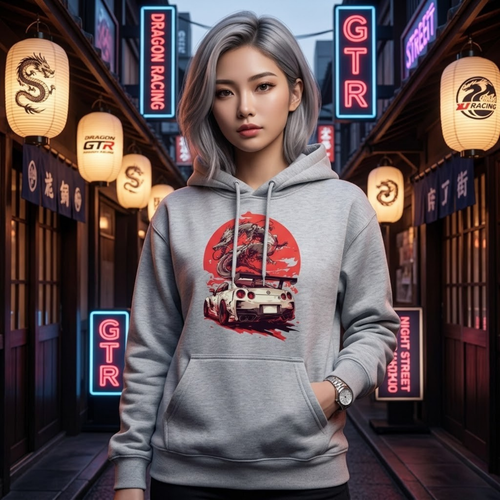 Premium Quality Street Racer 'Dragon R35 GTR' Hoodie - Detailed Embroidery